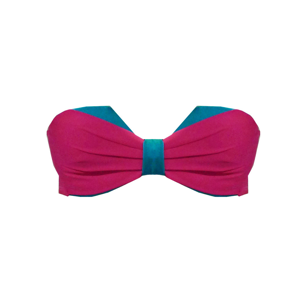 Two-Tone Underwire Bandeau in Pink/Aqua