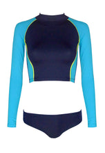Load image into Gallery viewer, Cropped Rashguard in Citron &amp; Skies
