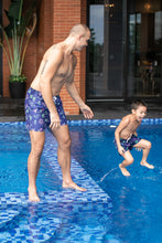 Load image into Gallery viewer, Kids Navy Doodle Swim Shorts