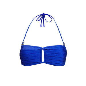 Pleated Underwire Top Bandeau in Cobalt