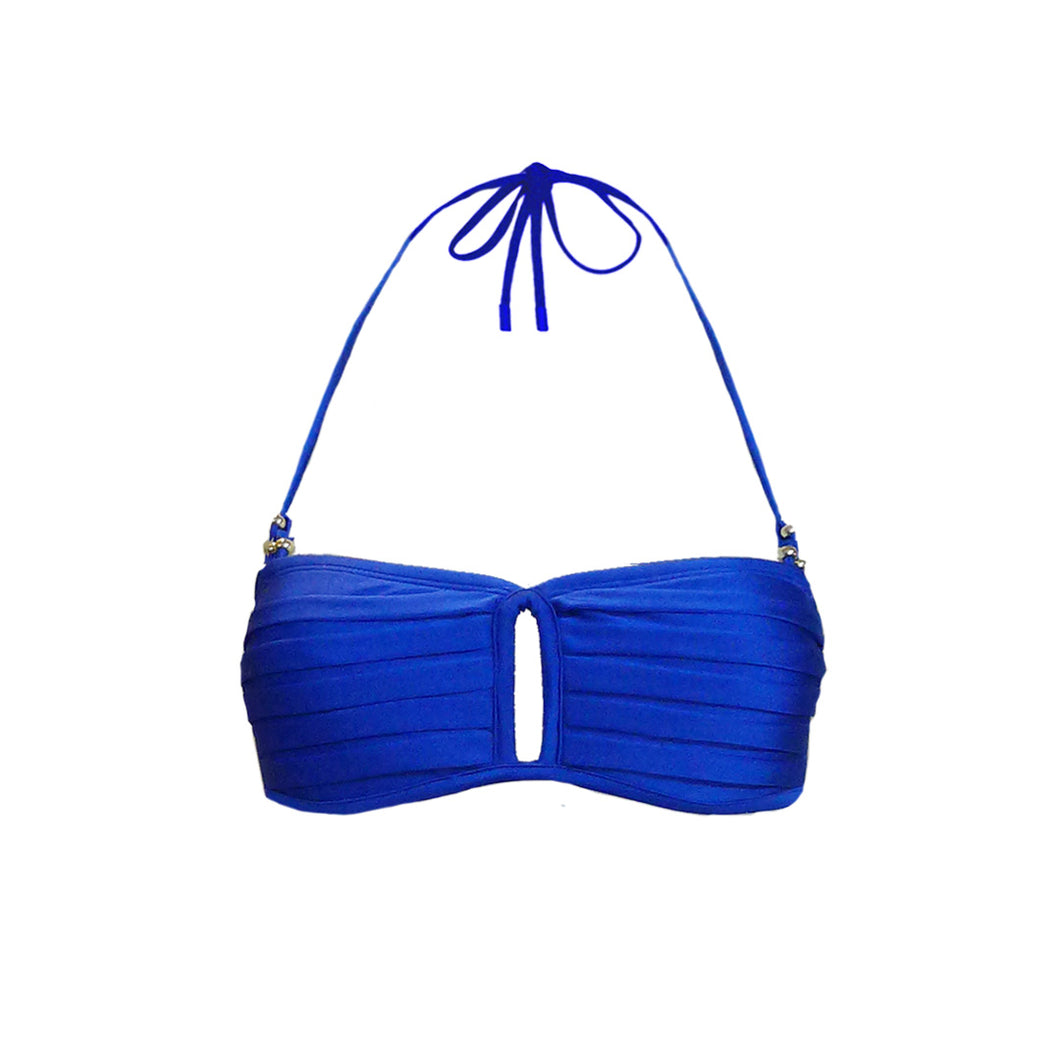 Pleated Underwire Top Bandeau in Cobalt