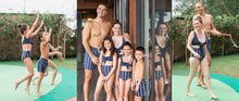 Load image into Gallery viewer, Navy/Stripe Swim Shorts
