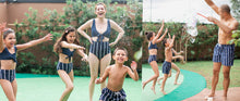 Load image into Gallery viewer, Navy/Stripe Swim Shorts