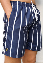 Load image into Gallery viewer, Navy/Stripe Swim Shorts
