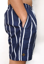 Load image into Gallery viewer, Navy/Stripe Swim Shorts
