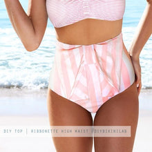Load image into Gallery viewer, Ribbonette High Waist in Pink &amp; White Stripes
