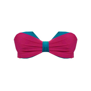 Two-Tone Underwire Bandeau in Pink/Aqua