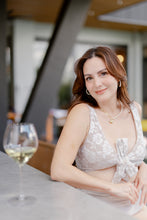 Load image into Gallery viewer, Tie Knot Ruched in White Lace
