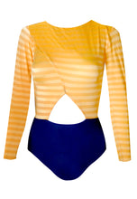 Load image into Gallery viewer, Cutout Rashguard in Marigold Stripes
