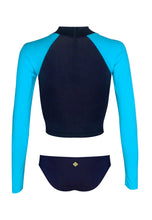 Load image into Gallery viewer, Cropped Rashguard in Citron &amp; Skies
