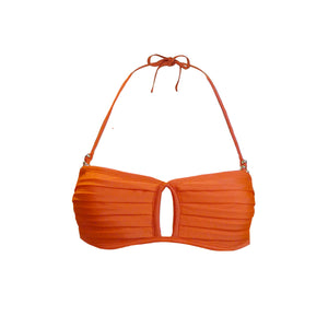Pleated Underwire Top Bandeau in Orange