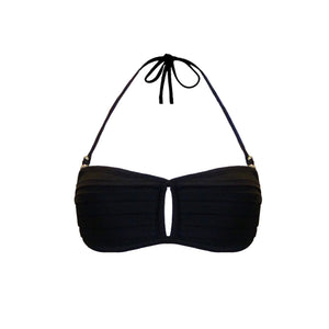 Pleated Underwire Top Bandeau in Black