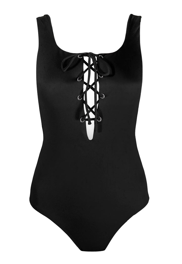 ワンピース THE TOE Kymo Smocking Onepiece Grommet One Piece in Black – ilovekoiswim