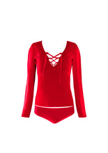 Load image into Gallery viewer, KIDS Grommet Rashguard in Scarlet Red
